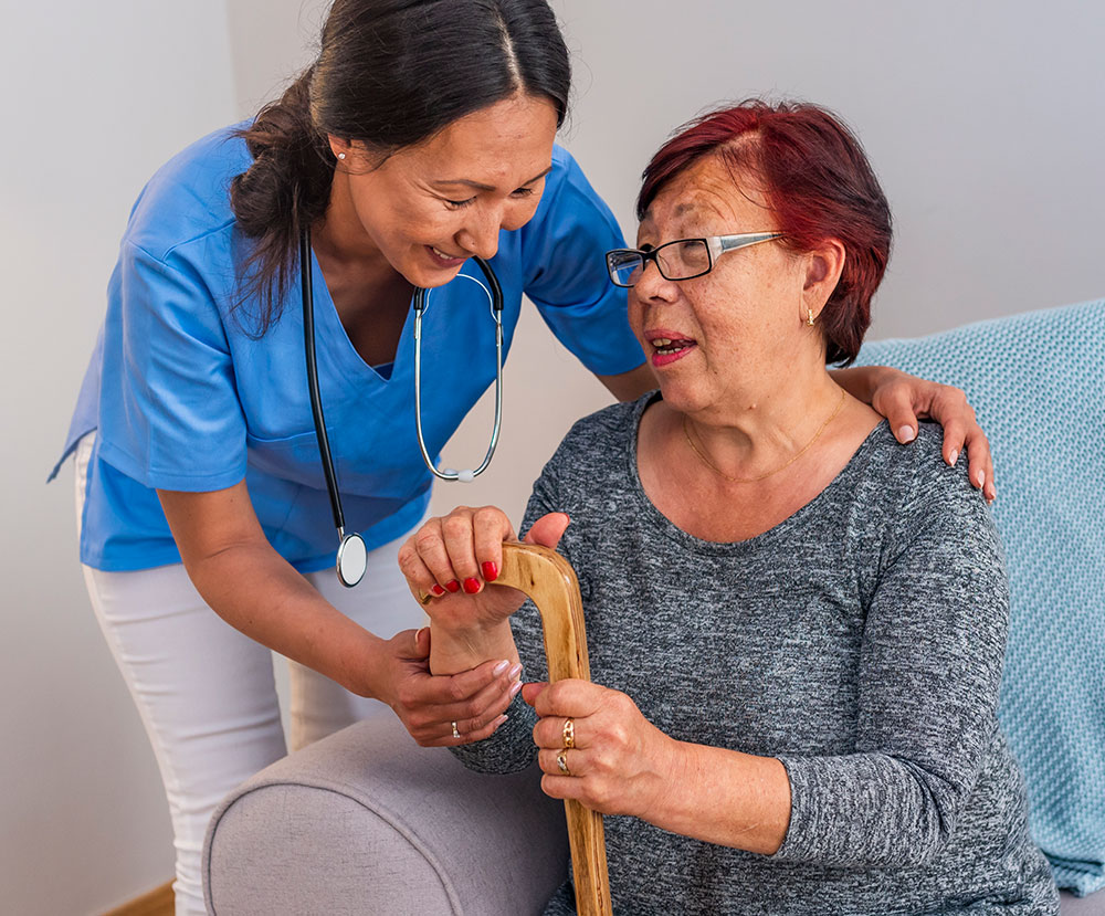 nurse with retired senior